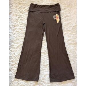 Disney Winnie the Pooh Lounge Pants XL‎ Brown Wide Leg Yoga Cottagecore